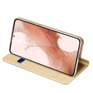 Dux Ducis Skin Pro Suojakuori Samsung Galaxy S23+:lle - läppäkuori korttilompakko jalusta kultainen