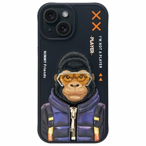 Nimmy Cool&Cute 2.0 Monkey Suojakuori iPhone 15:lle - musta