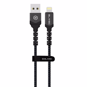 Blavec Raptor punottu kaapeli - USB - Lightning - 2,4A 1 m Apple CarPlay (CRA-UL24BG10) musta-harmaa