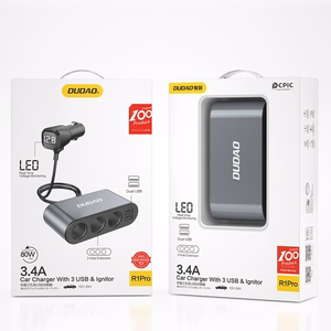 Dudao autolaturi 2x USB / 3x tupakansytyttimen jakaja musta (R1Pro black)