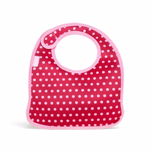 BUILT Mess Mate neopreeniset ruokalaput taaperoille, 2 kpl, Baby Pink Mini Dots
