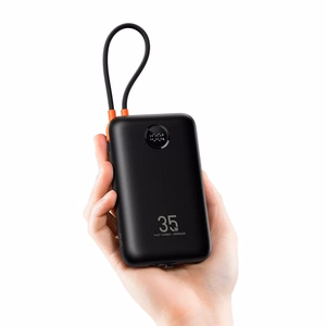Veger K2 (W2068) 20000 mAh varavirtalähde 35W PD QC3.0 sisäänrakennetuilla USB-C- ja Lightning-kaapeleilla, musta