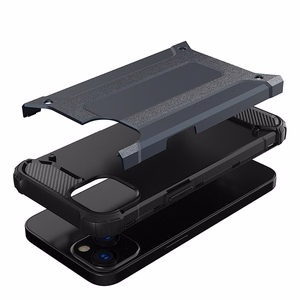 Hybrid Armor tapauksessa iPhone 14 Plus panssaroitu hybridi tapauksessa musta