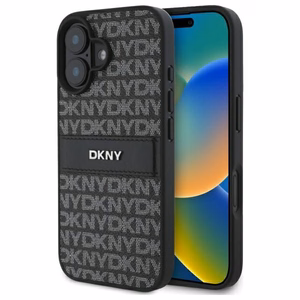 DKNY Texture Pattern Tonal Stripe Suojakuori iPhone 16:lle - musta