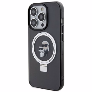 Karl Lagerfeld KLHMP15LHMRSKCK iPhone 15 Pro 6.1 musta/musta kovakuori Ring Stand Karl&Choupette MagSafe