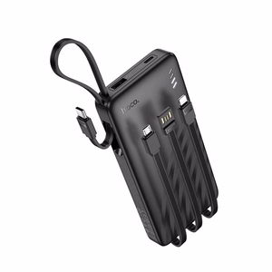 Hoco J146 -varavirtalähde 10000 mAh 2A neljällä sisäänrakennetulla kaapelilla USB-A + USB-C + Lightning + Micro USB, musta