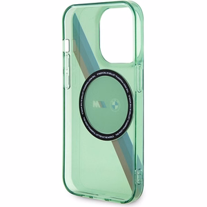 BMW M Tricolor Stripes MagSafe Suojakuori iPhone 15 Pro:lle - vihreä