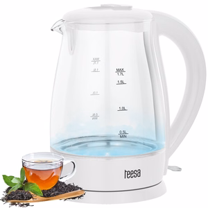 TEESA sähköinen lasivedenkeitin, 2200 W, valkoinen, 1,7 l
