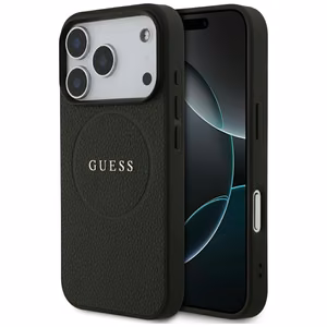 Guess Grained Ring MagSafe Suojakuori iPhone 17 Pro:lle - Musta