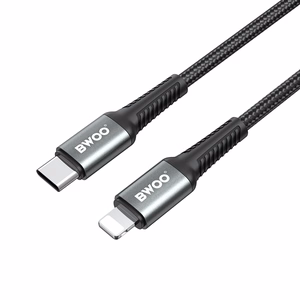 BWOO punottu kaapeli USB-C - Lightning 3m 30W musta