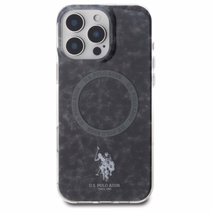 US Polo IML Ring MagSafe kotelo iPhone 16 Pro Max - musta