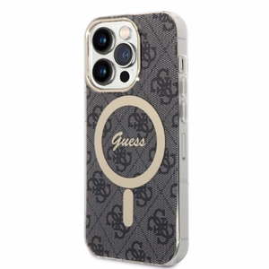 Guess GUBPP14LH4EACSK 4G Print MagSafe suojakuori- ja laturisarja iPhone 14 Pro 6.1" -puhelimelle, musta