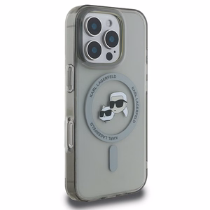 Karl Lagerfeld IML Metal Karl&Choupette Head MagSafe Case for iPhone 16 Pro - Black