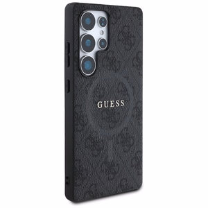 GUESS Nahkainen 4G Colored Ring Classic Logo MagSafe Suojakuori Samsung Galaxy S25 Ultra Musta