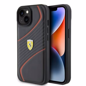 Ferrari FEHCP15SPTWK iPhone 15 6,1 musta/musta kovakuori Twist Metal Logo