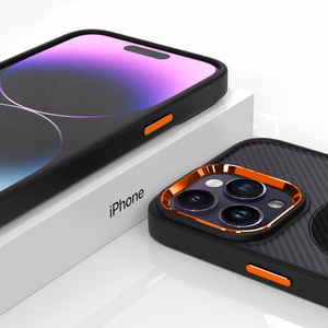 Tel Protect Magnetic Carbon Case for Iphone 13 Pro Black-orange
