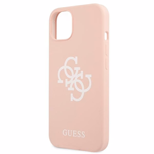 Guess GUHCP13SLS4GWPI iPhone 13 mini 5.4" vaaleanpunainen/vaaleanpunainen kova kotelo Silikoni 4G Logo
