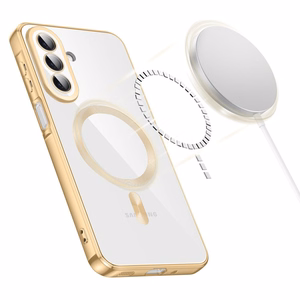 Tech-Protect MagFlex MagSafe -suojakuori Samsung Galaxy A27 5G -mallille, läpinäkyvä kullanvärinen