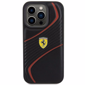 Ferrari Twist Metal Logo case for iPhone 15 Pro - black