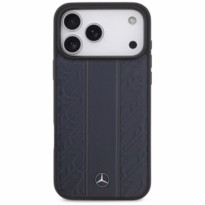 Mercedes Leather Laurel Leaves Stripes MagSafe -suojakuori iPhone 17 Pro Max - sininen