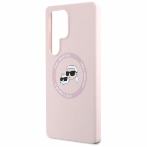 Karl Lagerfeld Suojakuori Samsung S25 Ultralle KLHMS25LSKCHTCP (Magneettinen Silikoninen Double Heads) Vaaleanpunainen