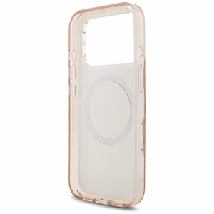 Guess IML Flowers Electro Pearl Strap MagSafe -kuori iPhone 17 Pro - pinkki