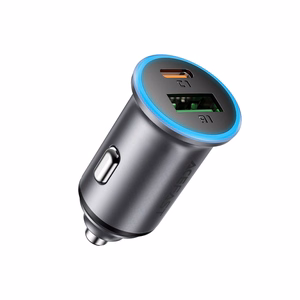 Acefast B15 autolaturi 65 W USB-C/USB-A harmaa