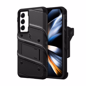 ZIZO BOLT Series armoured-case set for Samsung Galaxy S23+, with 9H screen protector, built-in kickstand and belt-clip holster, black