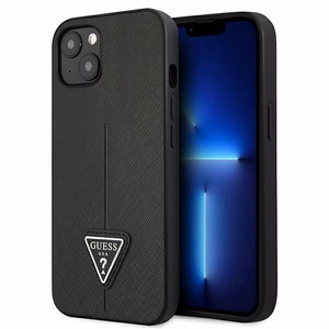 Guess GUHCP14MPSATLK iPhone 14 Plus 6,7 "musta / musta kovakotelo SaffianoTriangle Logo