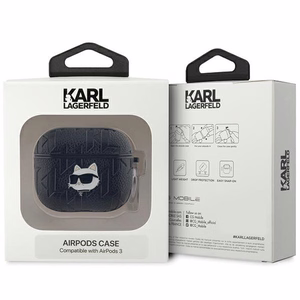 Karl Lagerfeld Monogram Choupette Head suojakuori AirPods 3:lle - musta