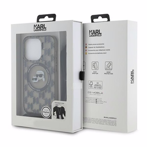 Karl Lagerfeld IML Crossbody Monogram Karl & Choupette Head MagSafe Case for iPhone 15 Pro - Black