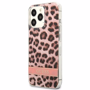 Guess GUHCP13LHSLEOP iPhone 13 Pro / 13 6.1" vaaleanpunainen/vaaleanpunainen kovakotelo Leopardi