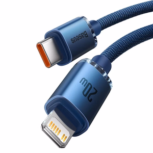 Baseus Crystal Shine USB-C - Lightning kaapeli 2 m 20W (sininen)