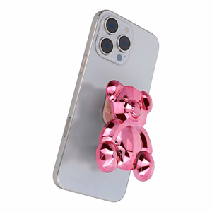 Phone stand BEAR - stick-on - pink