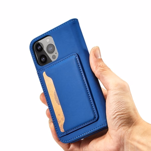 Magnet Card Suojakuori Samsung Galaxy S23+:lle - läppäkuori lompakko jalusta sininen