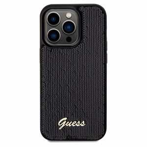 Guess Sequin Script Metal -suojakuori iPhone 14 Prolle - musta