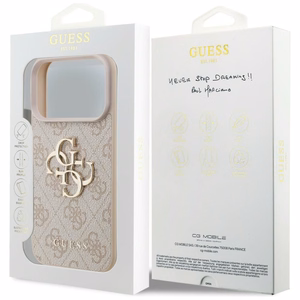 GUESS GUE005597 (4G PU Big Logo) suojakuori laitteelle iPhone 18 Pro / 17 Pro, väri: vaaleanpunainen