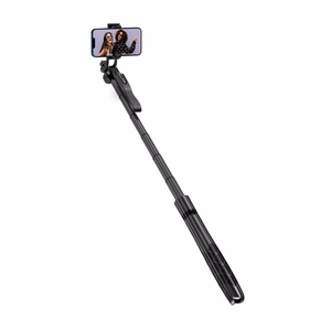 Crong SelfieGo Ultra alumiininen Bluetooth-selfiekeppi ja kolmijalka, musta