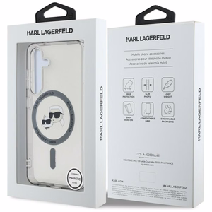 Karl Lagerfeld Button Karl & Choupette Heads Printed Logo MagSafe Suojakuori Samsung Galaxy S25 Plus Musta