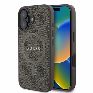 Guess 4G Ring Classic Logo MagSafe Suojakuori iPhone 16 Plus:lle - Ruskea