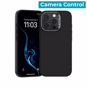 Benks Magnetic Armor Pro Kevlar -suojakuori metallikehyksellä 600D (AD66) Iphone 16 Pro Maxille, musta (kameran ohjauspainike)