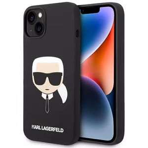 Karl Lagerfeld KLHCP14MSLKHBK iPhone 14 Plus 6.7 kovakuori musta / musta Silicone Karl's Head