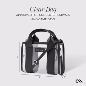 Case-Mate Micro Tote Bag vettä hylkivä olkalaukku, Midnight Black / Clear