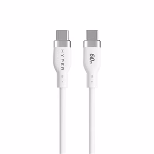 Hyper HyperJuice HJ4011WHGL – 1.5 m 60 W silikoninen USB-C–USB-C-latauskaapeli, valkoinen