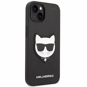 Karl Lagerfeld Saffiano Choupette Head Patch kotelo iPhone 14 Plus - musta
