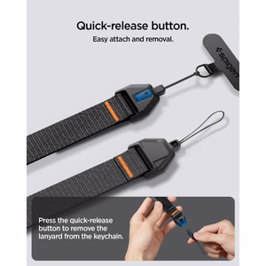 Spigen yleismallinen säädettävä puhelimen rannehihna, musta