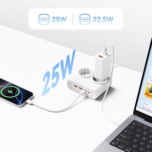 Orico PDC25 25W 6in1 jatkojohto 2x AC + 2x USB-A + 2x USB-C - valkoinen
