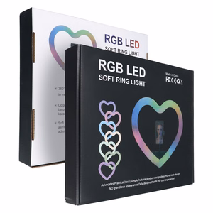 LED-rengasvalo Stream RGB lamppu 10" puhelintelineellä HEART + jalusta JM26-10 musta