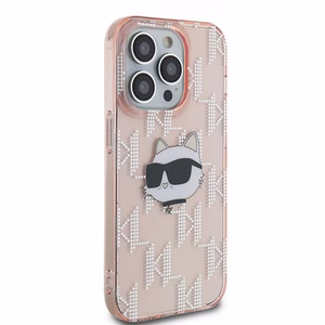 Karl Lagerfeld IML Choupette Head & Monogram suojakuori iPhone 13 Pro / 13:lle - vaaleanpunainen