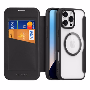 Dux Ducis Skin X Pro Suojakuori iPhone 16 Pro:lle MagSafella ja kansiosella - musta